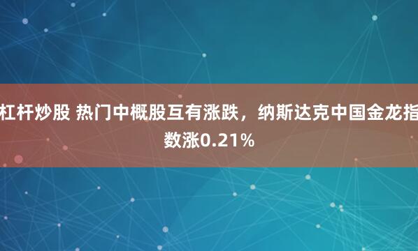 杠杆炒股 热门中概股互有涨跌，纳斯达克中国金龙指数涨0.21%